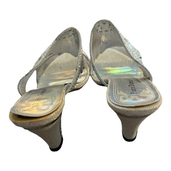 Pierre Dumas Silver Rhinestone Open Toe Heels Size 9.5 Womens Formal - Picture 6 of 8